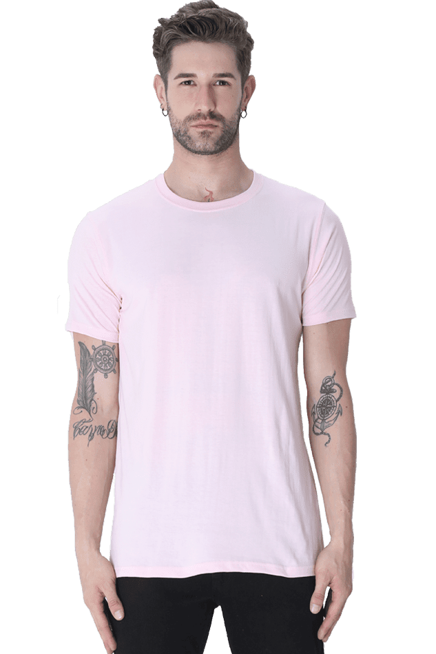 Round Neck Half Sleeve Classic - Light Baby Pink / L - plains