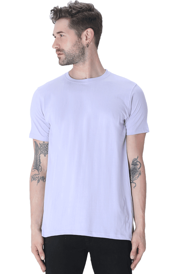 Round Neck Half Sleeve Classic - Lavender / L - plains