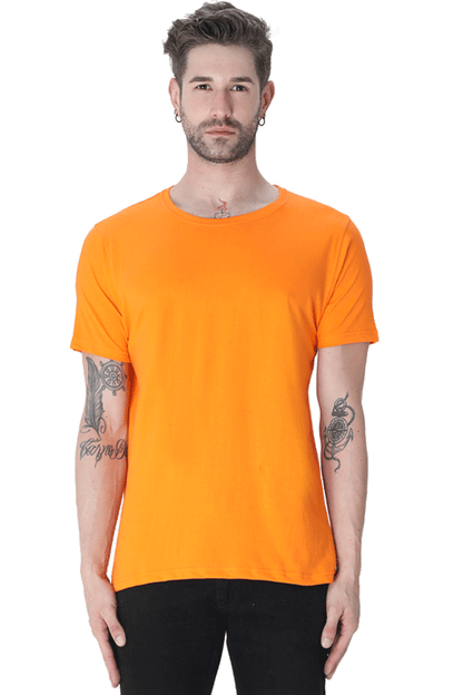 Round Neck Half Sleeve Classic - Orange / L - plains