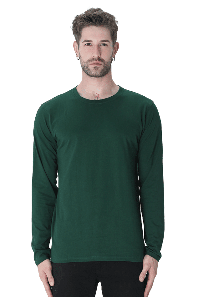 Round Neck Full Sleeve - Bottle Green / S - plains