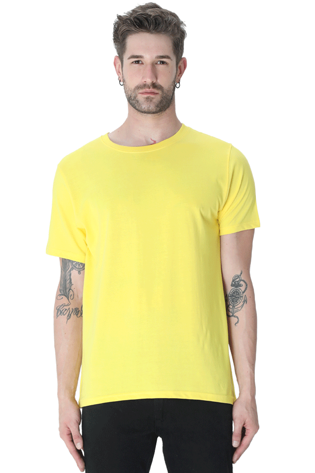 Round Neck Half Sleeve Classic - New Yellow / L - plains