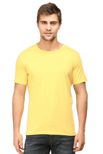 Round Neck Half Sleeve Classic - Yellow / XL - plains