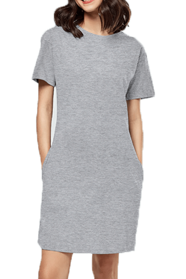 T-Shirt Dress - Grey Melange / S - plains