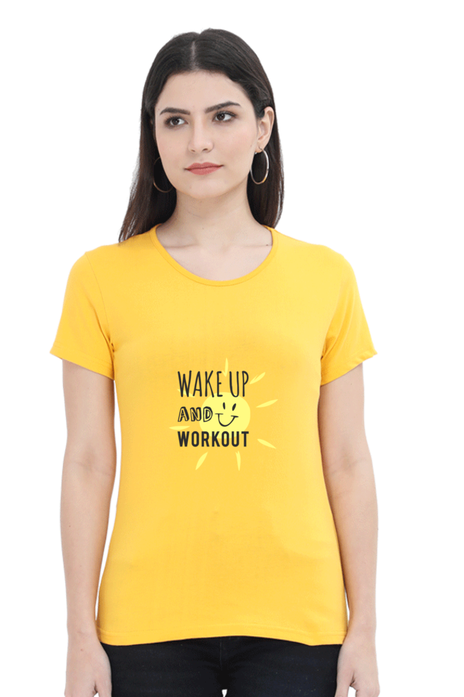 Wake Up And Work Out Women’s T-shirt - Golden Yellow / L