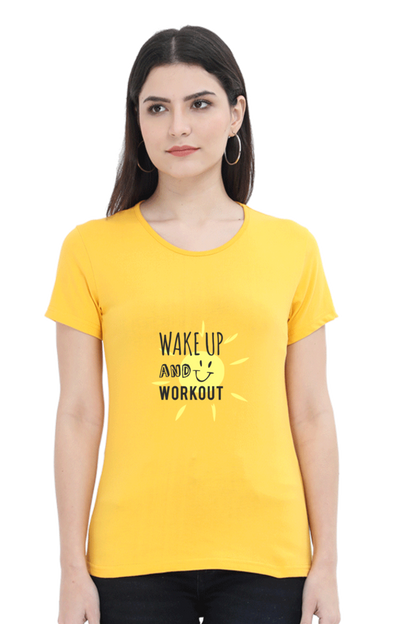 Wake Up And Work Out Women’s T-shirt - Golden Yellow / L