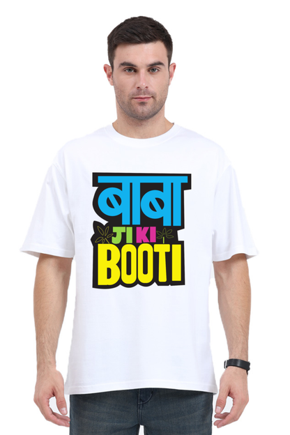 oversized t shirt with Hindi text white color