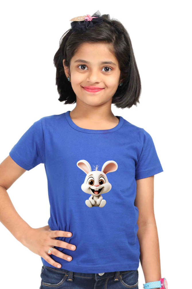 Happy Bunny Girls T-Shirt - Royal Blue / 5Yrs