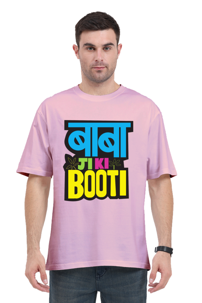 oversized t shirt with Hindi text baby pink color