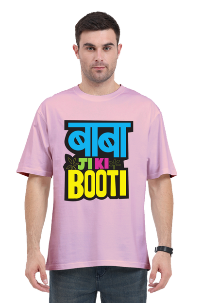 oversized t shirt with Hindi text baby pink color