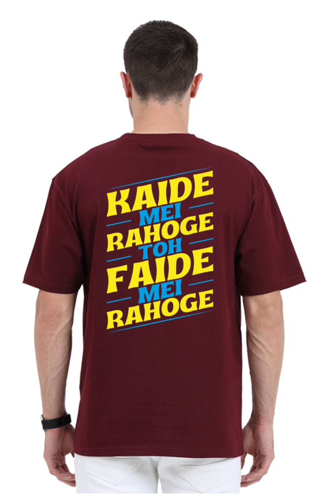 Kaide Mei Rahoge Toh Faide Mei Rahoge Unisex Oversized T-shirt - Maroon / S