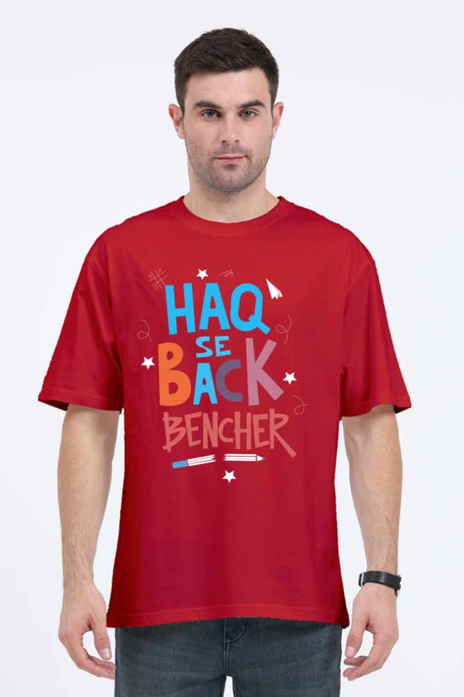 Haq Se Back Bencher Unisex Oversized T-shirt - Red / S