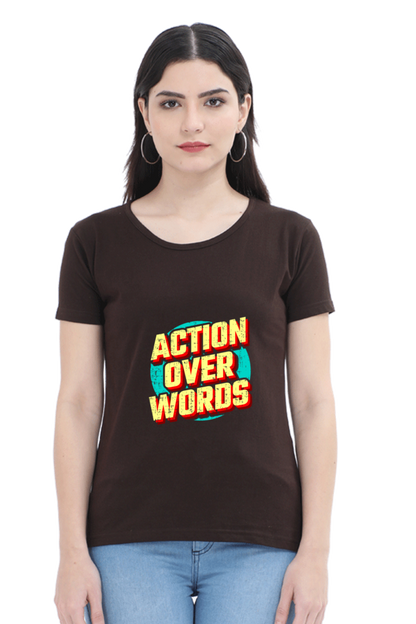 printed t shirts for women graphic  brown color