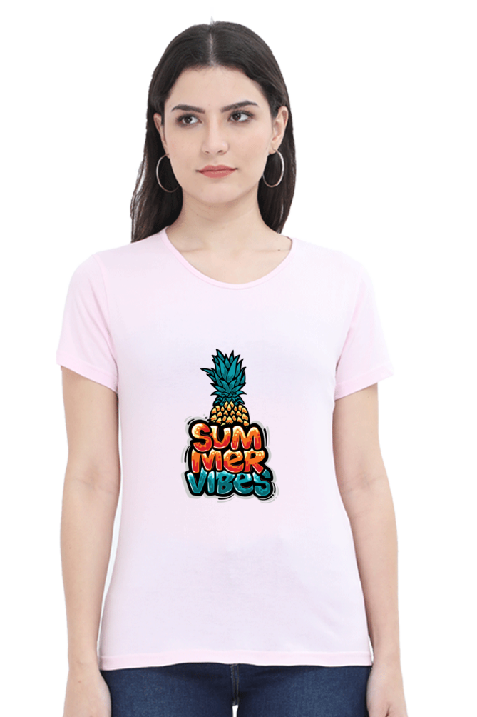 Summer Vibes Women’s T-shirt - Light Baby Pink / XL