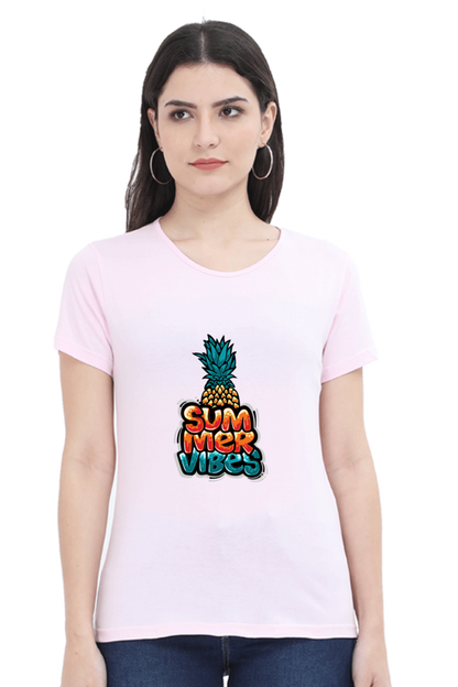 Summer Vibes Women’s T-shirt - Light Baby Pink / XL