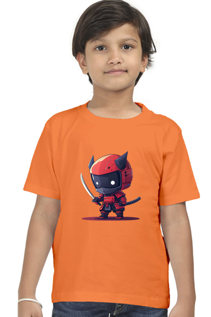 t shirt for kid boy samurai orange color