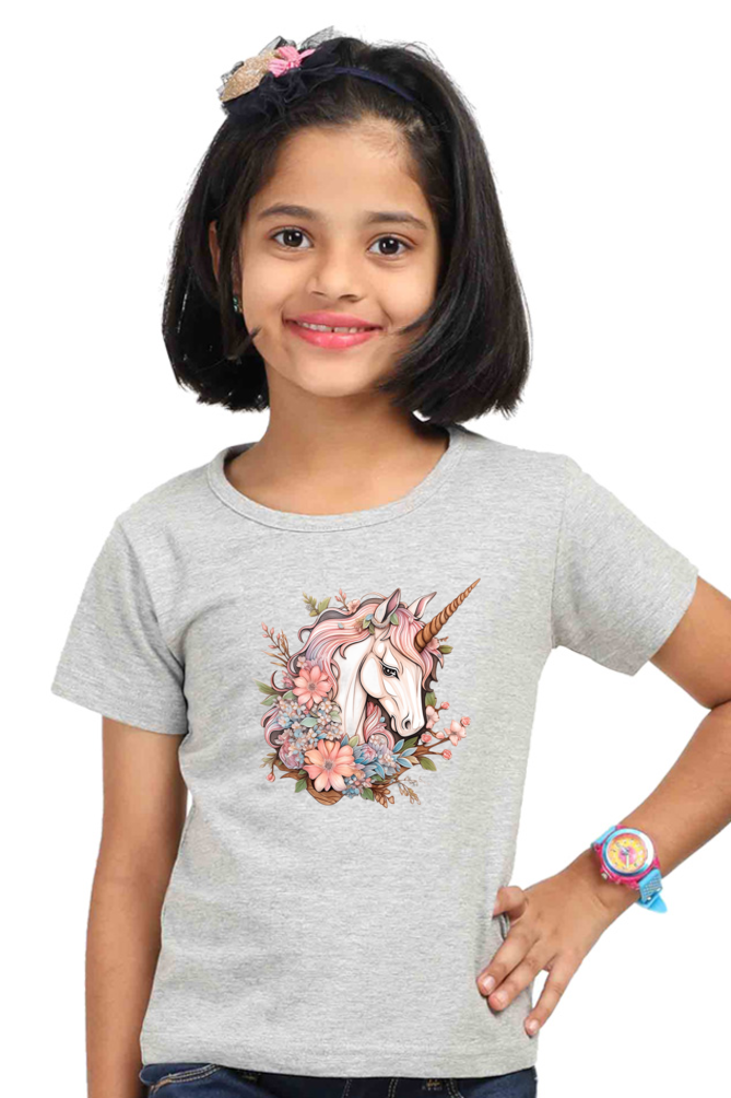 Unicorn Series 3 Girls T-Shirt - Grey Melange / 0-12M