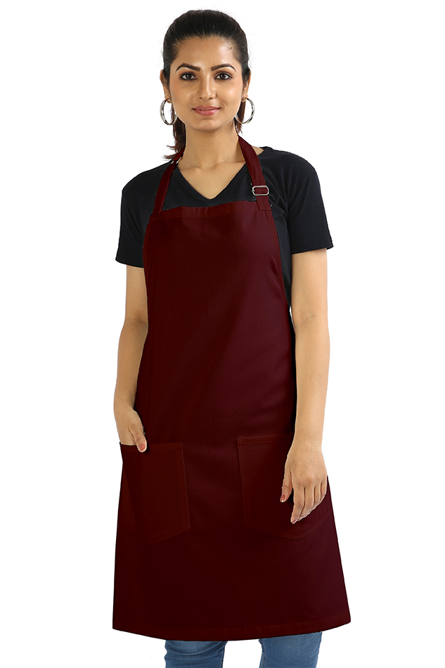 Unisex Cotton Apron - Maroon / Standard