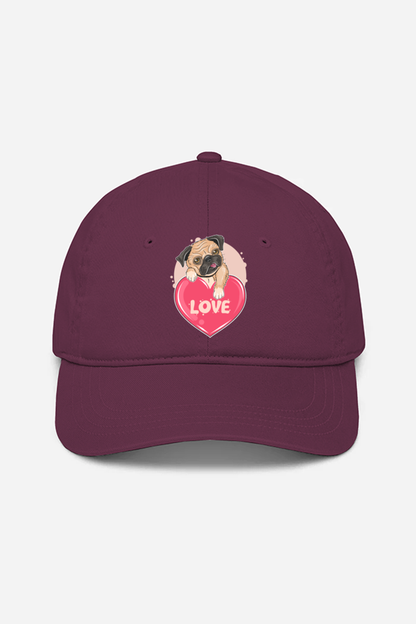 Puppy Love Unisex Baseball Cap - Maroon / Standard