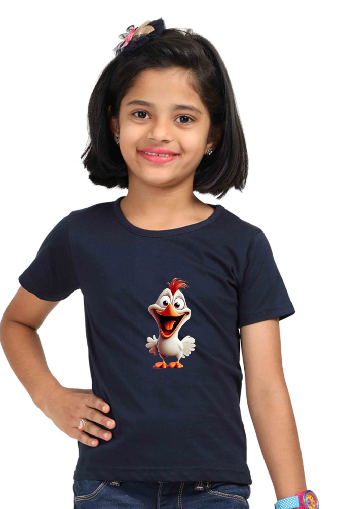 Happy Chicken Girls T-shirt - Navy Blue / 5Yrs