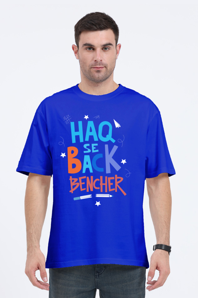 Haq Se Back Bencher Unisex Oversized T-shirt - Royal Blue / S