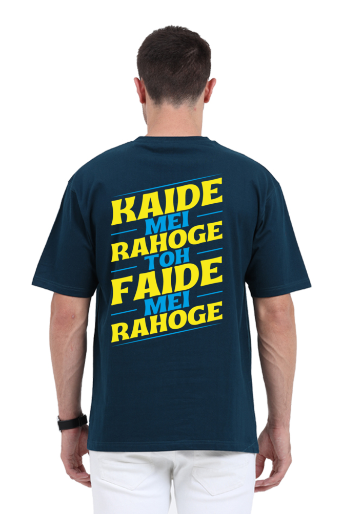 Kaide Mei Rahoge Toh Faide Mei Rahoge Unisex Oversized T-shirt - Petrol Blue / S