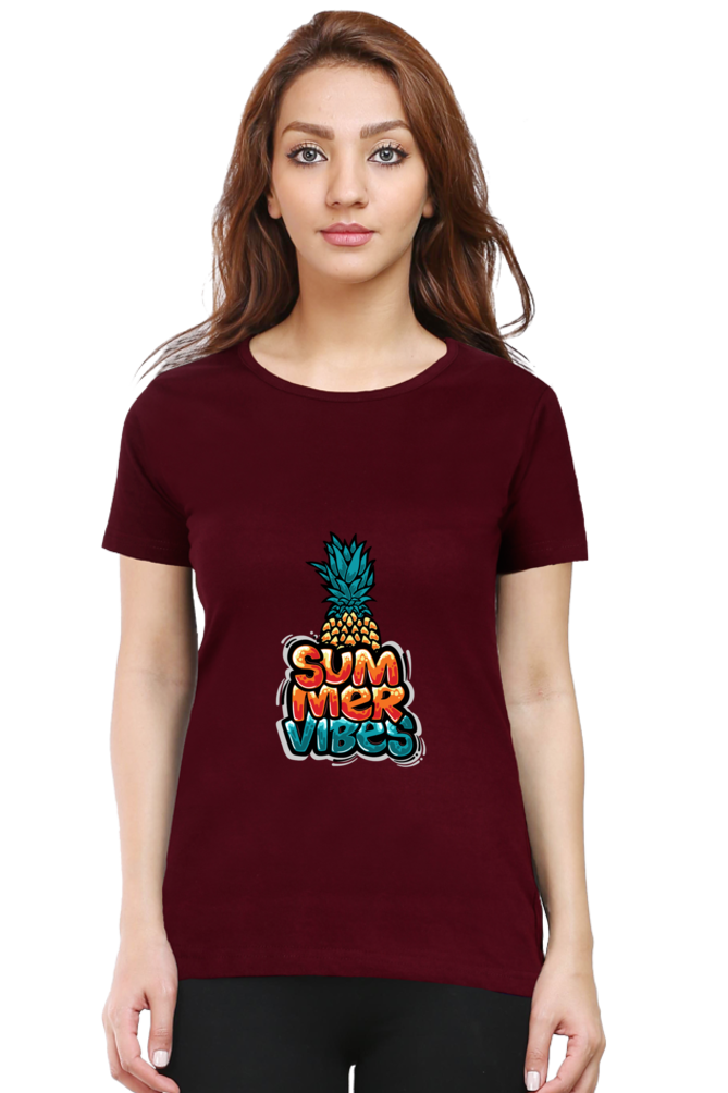 Summer Vibes Women’s T-shirt - Maroon / XXL