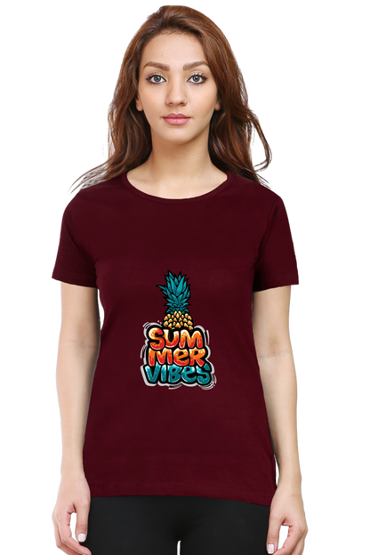 Summer Vibes Women’s T-shirt - Maroon / XXL