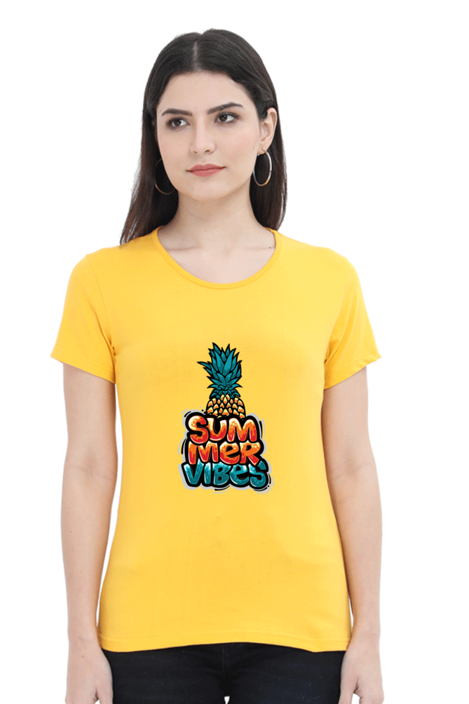 Summer Vibes Women’s T-shirt - Golden Yellow / XL