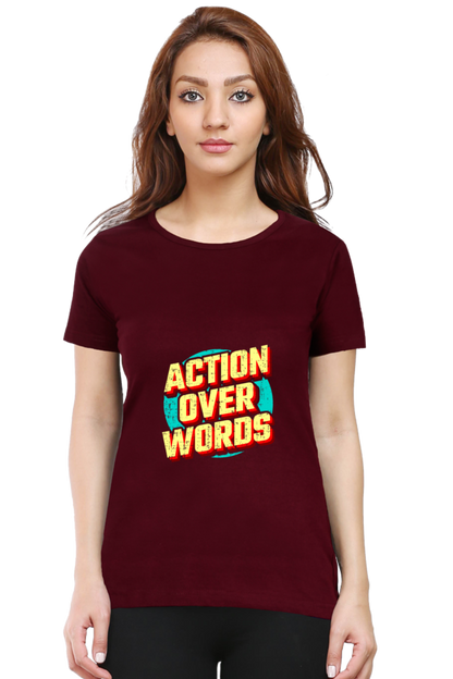 printed t shirts for women graphic maroon color