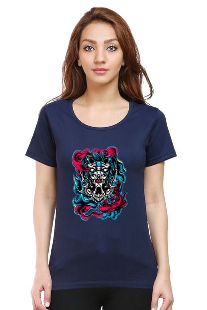 front printed tshirt for girls blue color