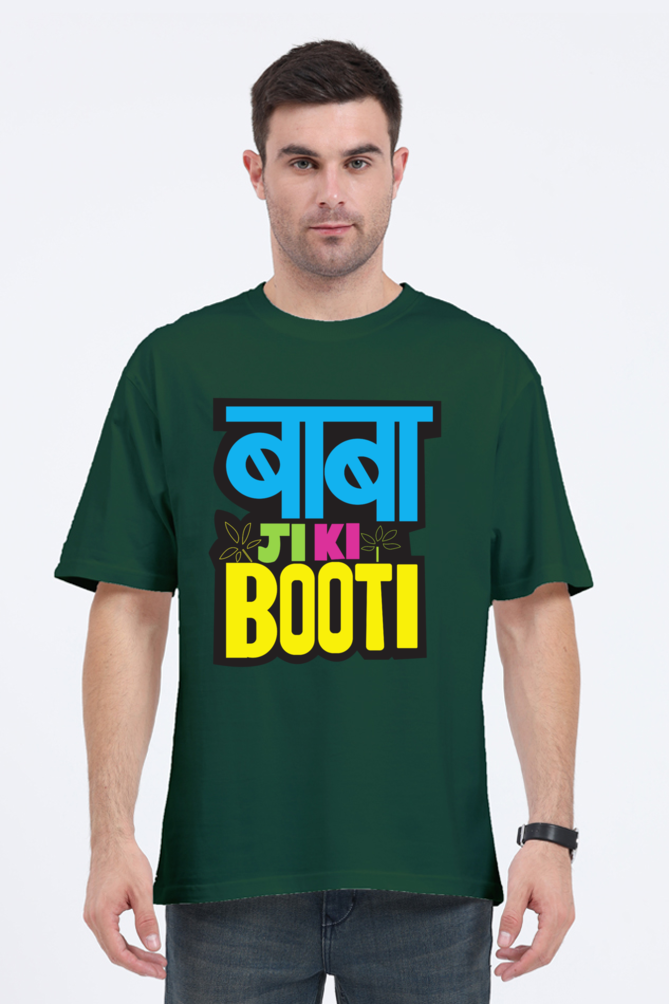 oversized t shirt with Hindi text green color