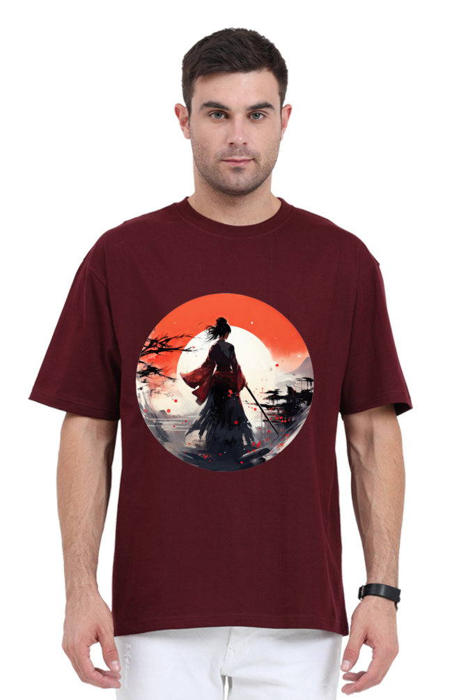 Samurai Series 2 Unisex Oversized T-shirt - Maroon / XS