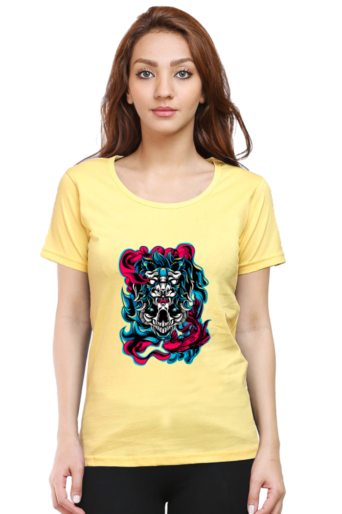 front printed tshirt for girls bright yellow color