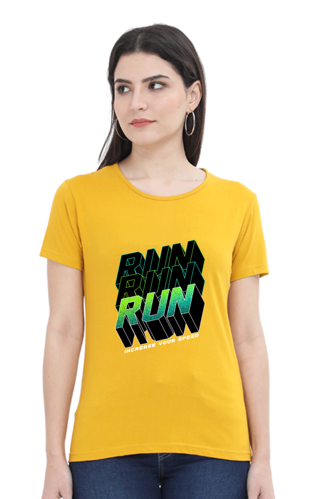 Run Run Run Women’s T-shirt - Mustard Yellow / L