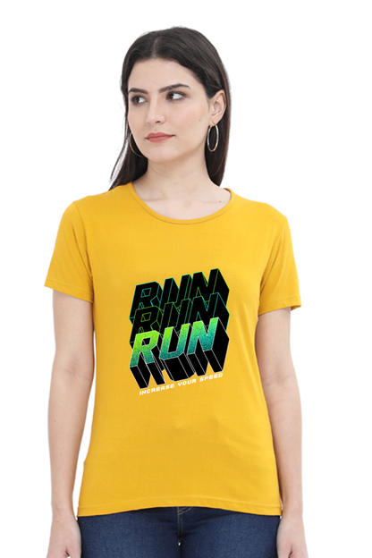 Run Run Run Women’s T-shirt - Mustard Yellow / L