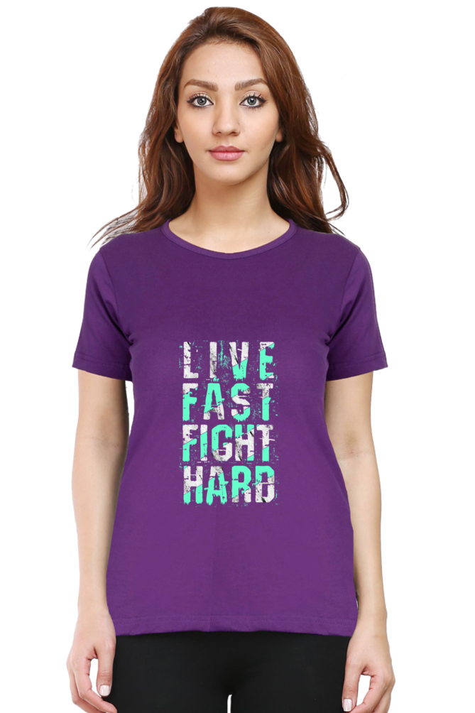 Live Fast Fight Hard Women’s T-Shirt - Purple / S