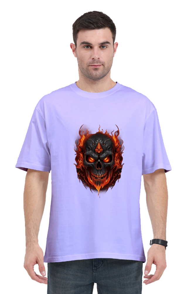 Burning Skull Unisex Oversized T-shirt for men lavender color