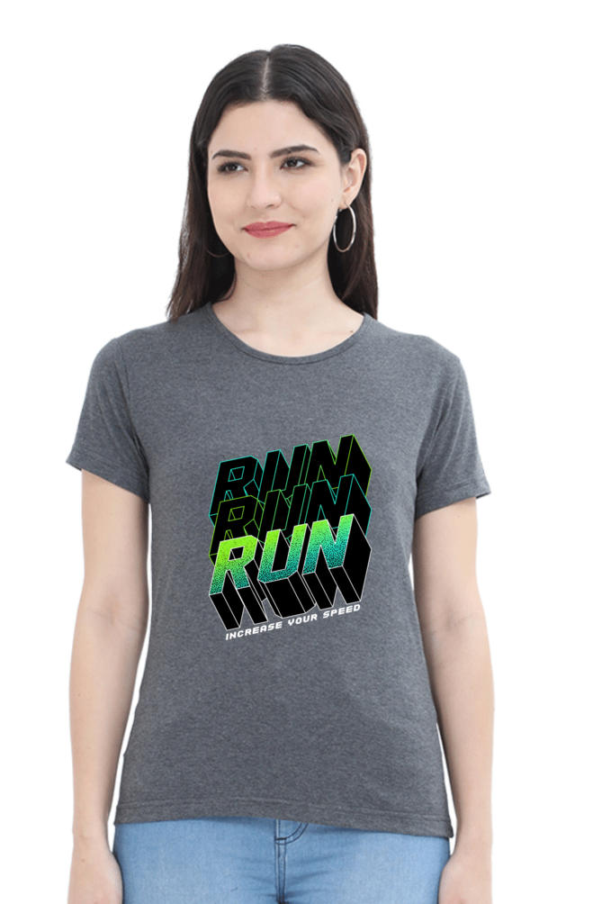 Run Run Run Women’s T-shirt - Charcoal Melange / M