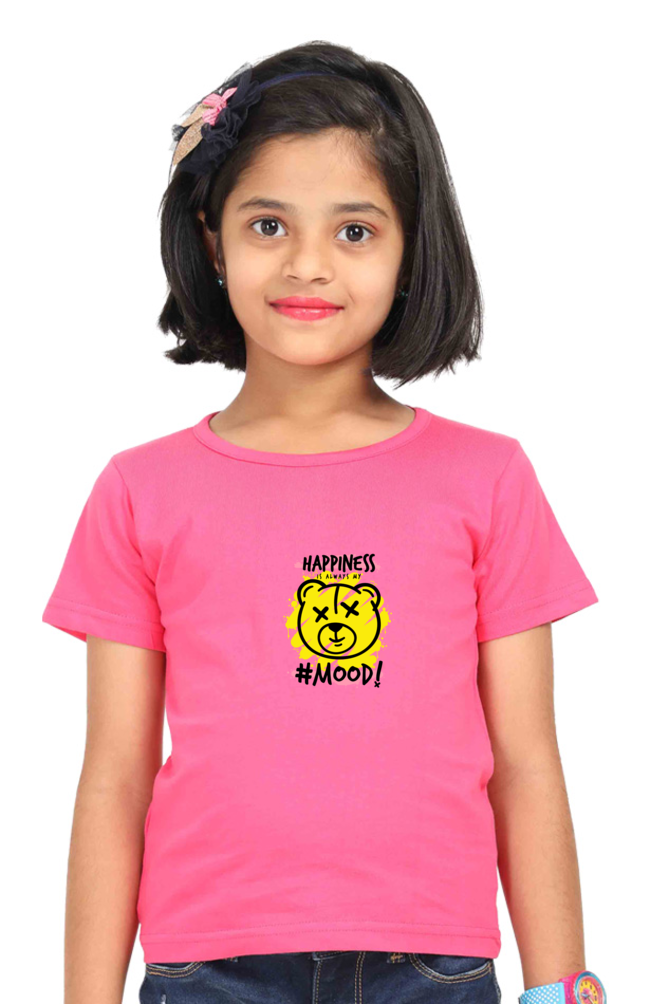 pink color cotton t shirt for kids girls printed