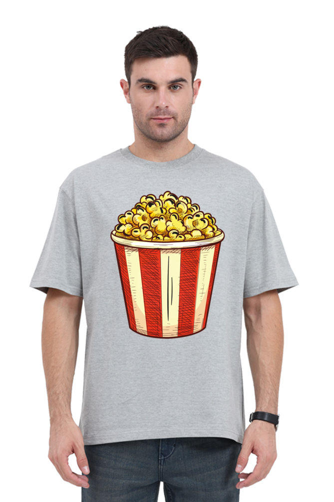 Popcorn Unisex Oversized T-Shirt - Grey Melange / XS