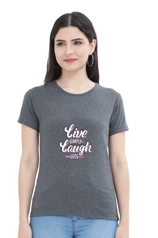 Live Simply Laugh Lots Women’s T-Shirt - Charcoal Melange / XS