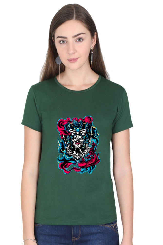 front printed tshirt for girls green color