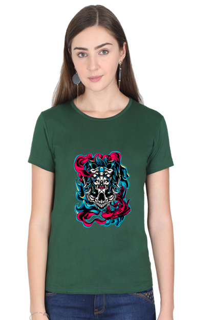 front printed tshirt for girls green color