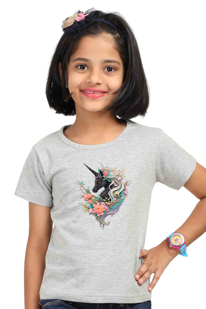 Unicorn Series 7 Girls T-Shirt - Grey Melange / 0-12M