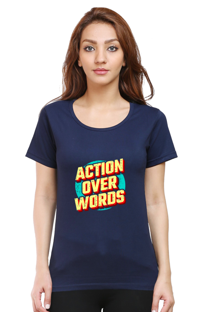 printed t shirts for women graphic dark blue color