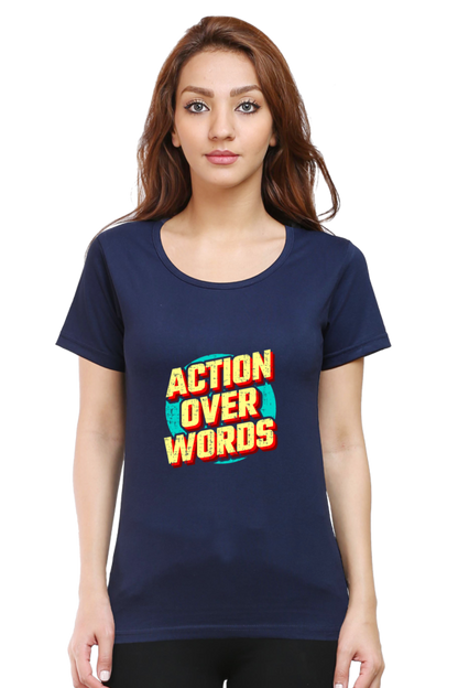 printed t shirts for women graphic dark blue color