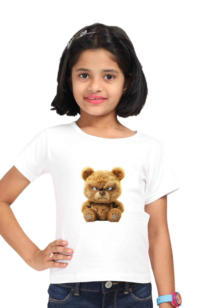 Grumpy Teddy Girls T-shirt - White / 5Yrs