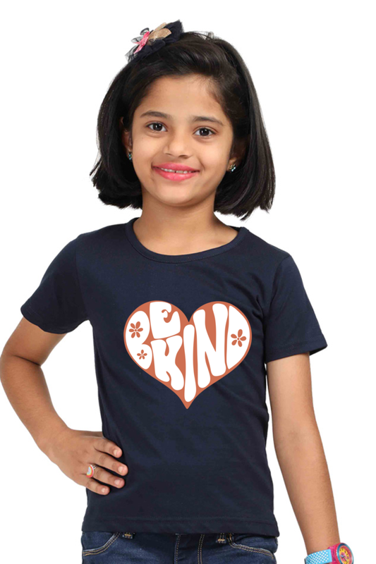 front print t shirts for kids girls heart blue color