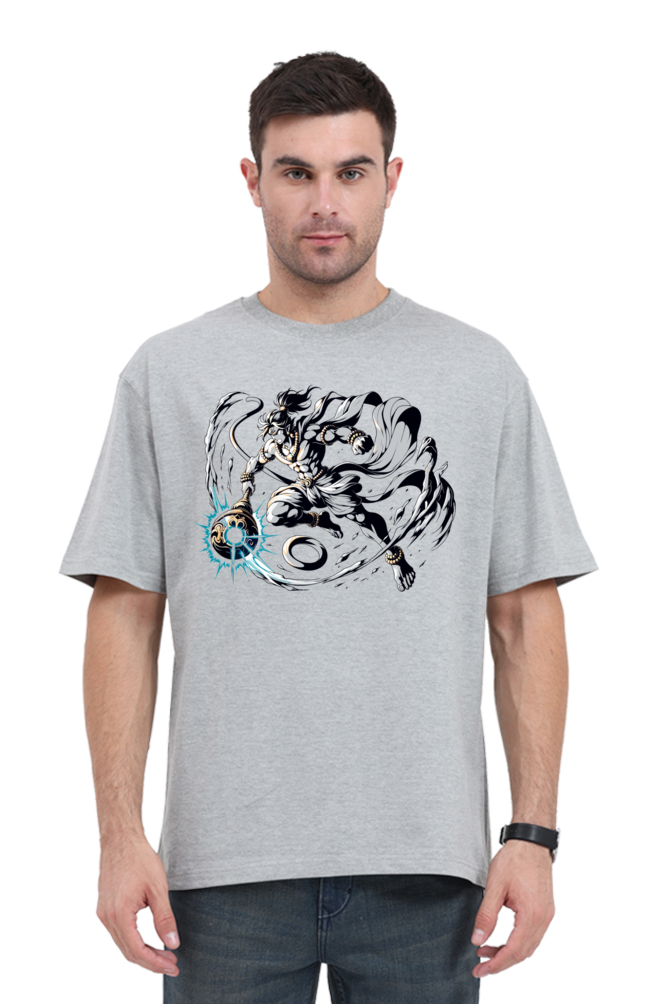 Hanuman Series 19 Unisex Oversized T-shirt - Grey Melange / S