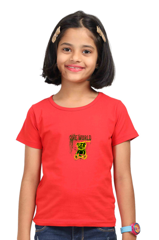 cotton t shirts for kids bear  print red